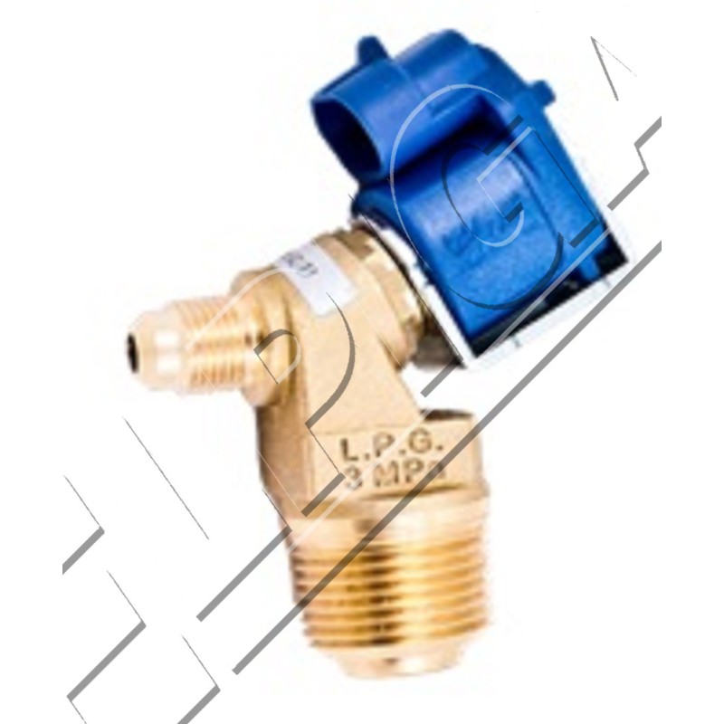 LPG outflow solenoid valve (service) Type 74 BFC, tank mounting 3/4 -14 NPT, connection to the valve 1/2 -20 UNF, small hermetic coil 12V-11W