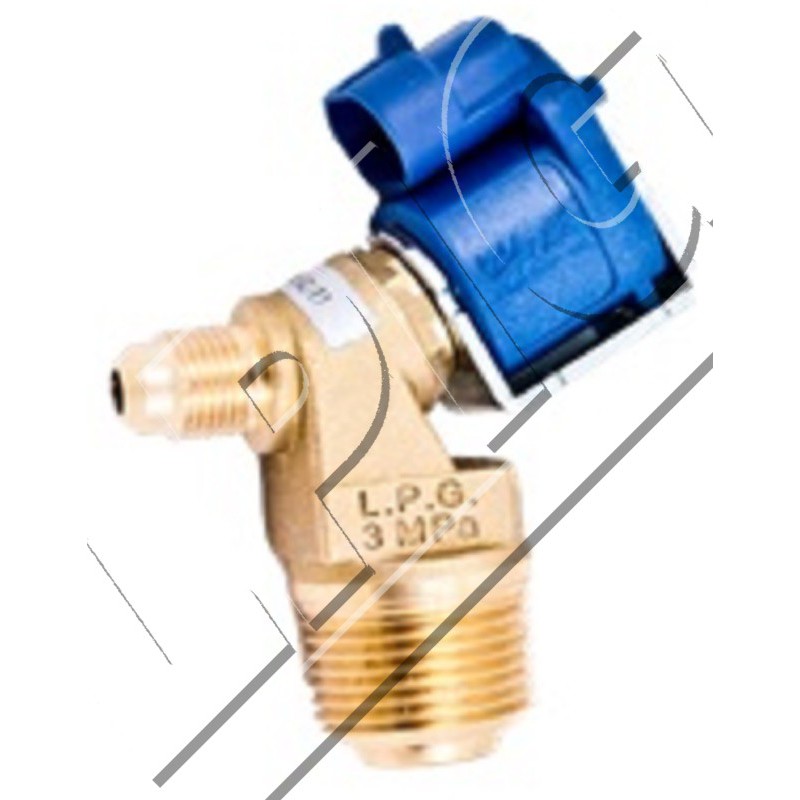 LPG flow solenoid valve (service) Type 74, mounting to the tank 3/4 -14 NPT, connection to the valve 1/2 -20 UNF, small FASTON coil 12V-11W