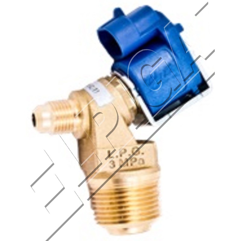 LPG flow solenoid valve (service) Type 74, mounting to the tank 3/4 -14 NPT, connection to the valve 1/2 -20 UNF, small FASTON coil 12V-11W