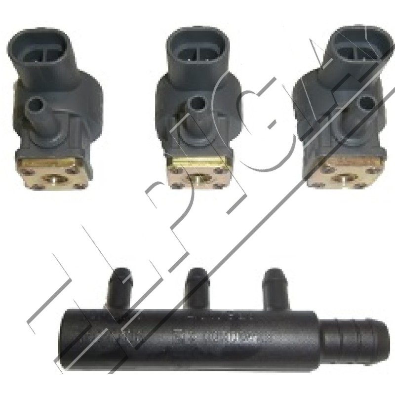 Black 3-section gas injector assembly without nozzles