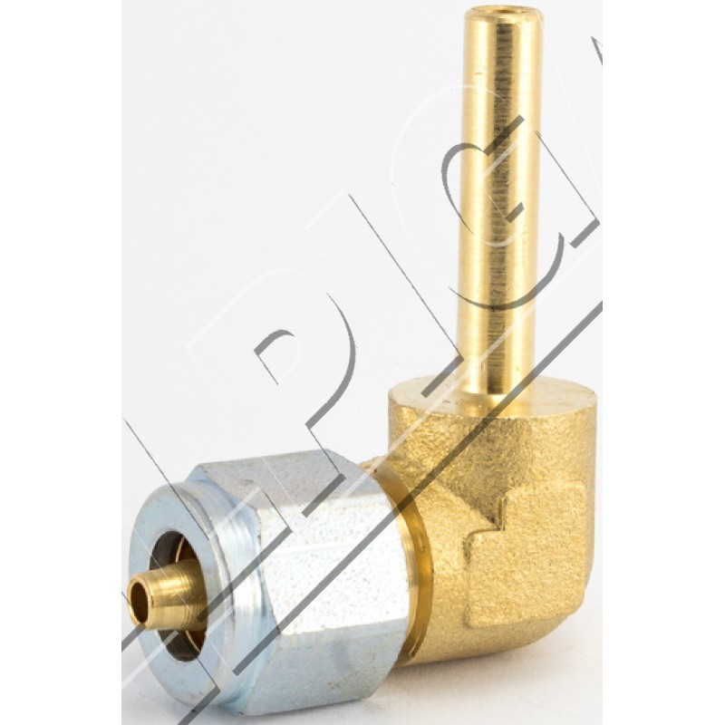 Angle connector. 90 degrees set to conductor elastic. D6 for the D6 barrel and M10x1 clamp