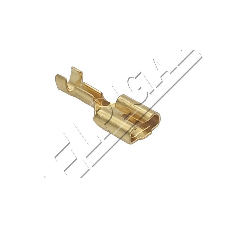 Flat female connector, dimensions 6.3x0.8, section 0.5, brass